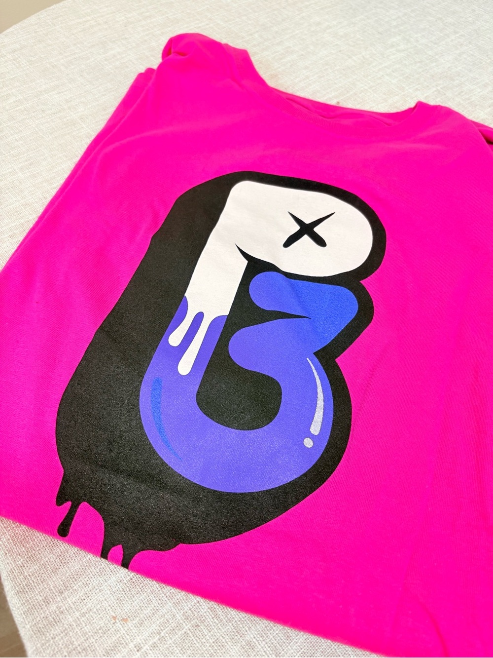 Bright Pink Graphic Dispensary Tee with Drip Design